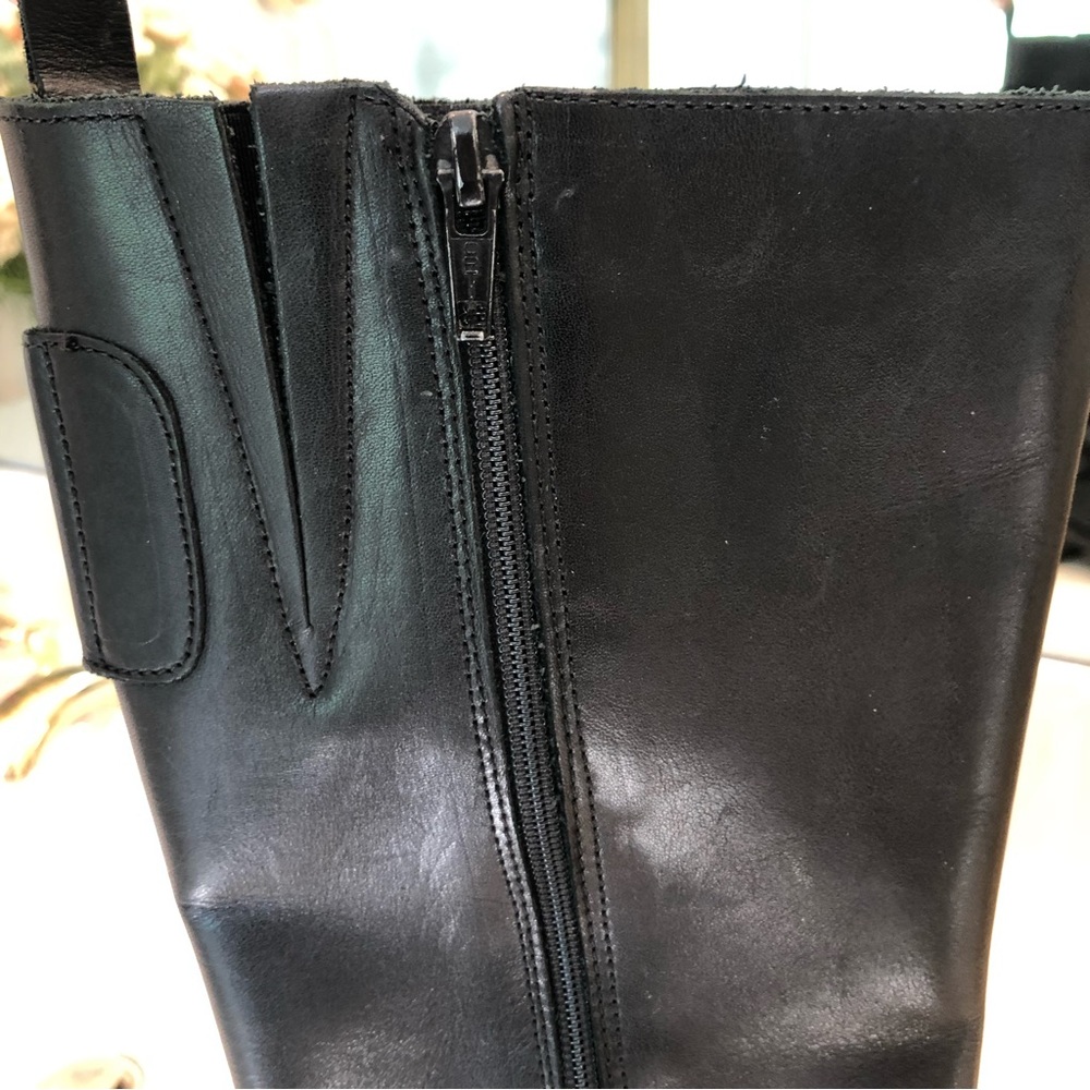 Elle Motorcycle Chunky Black Leather Boots with Silver Detail. So on trend! Sz39 - Picture 7 of 14